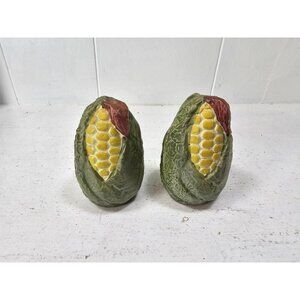 Vintage Ears of Corn Ceramic Salt and Pepper Shakers Made In Japan Signed